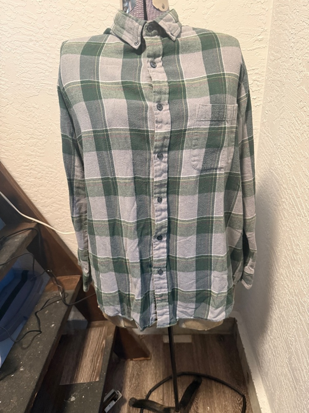 Club Room Green and Gray Plaid Button-Down Shirt